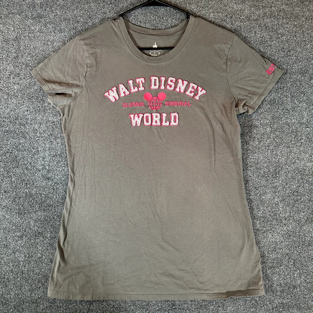 Disney Parks Women’s L Walt Disney World Est 1971 Gray Pink Graphic T Shirt